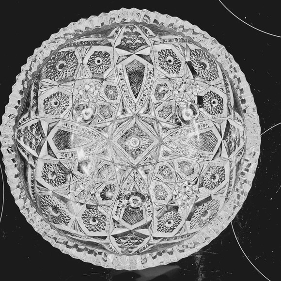 EAPG Three Toed Bowl, McKee Glass, Footed, Star Pattern, Sawtooth Edged,7" - Picture 2 of 8